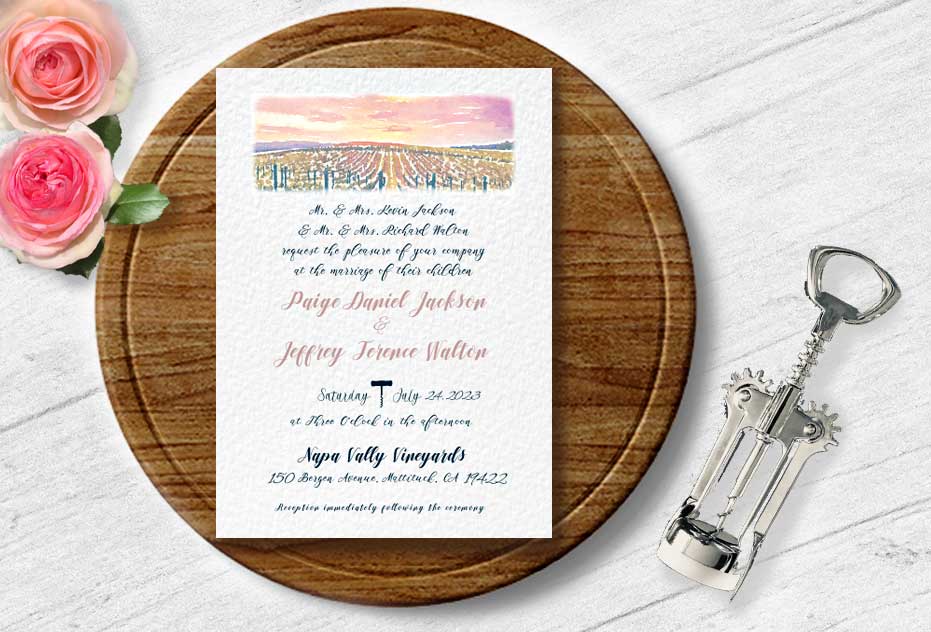Sunset Vineyard Wedding Invitation